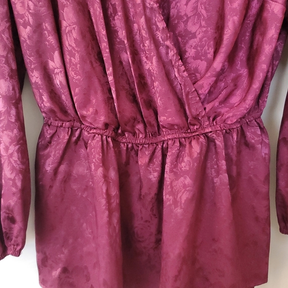 Plus size wrap top 1x silk blouse deep v neck - Picture 6 of 7